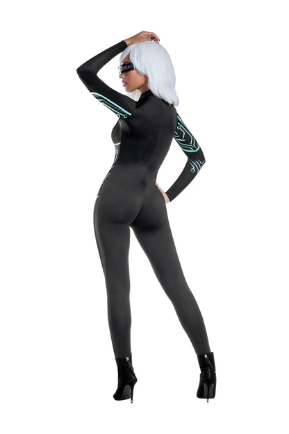 Dreamgirl Cyber Jumpsuit with Belt Detail and Reflective Glasses Women’s Costume – Futuristic Outfit