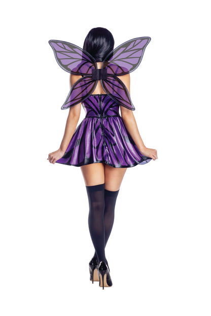 Dreamgirl Dark Fairy Bodysuit with Peplum Detail & Wings Women’s Costume – Gothic Fantasy Outfit