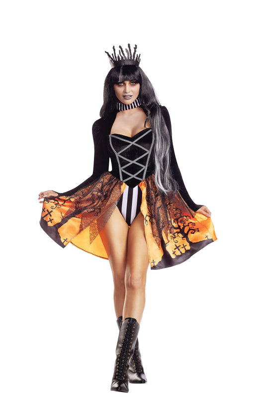 Dreamgirl Halloween Queen Bodysuit with Attached Skirt & Crown Women’s Costume