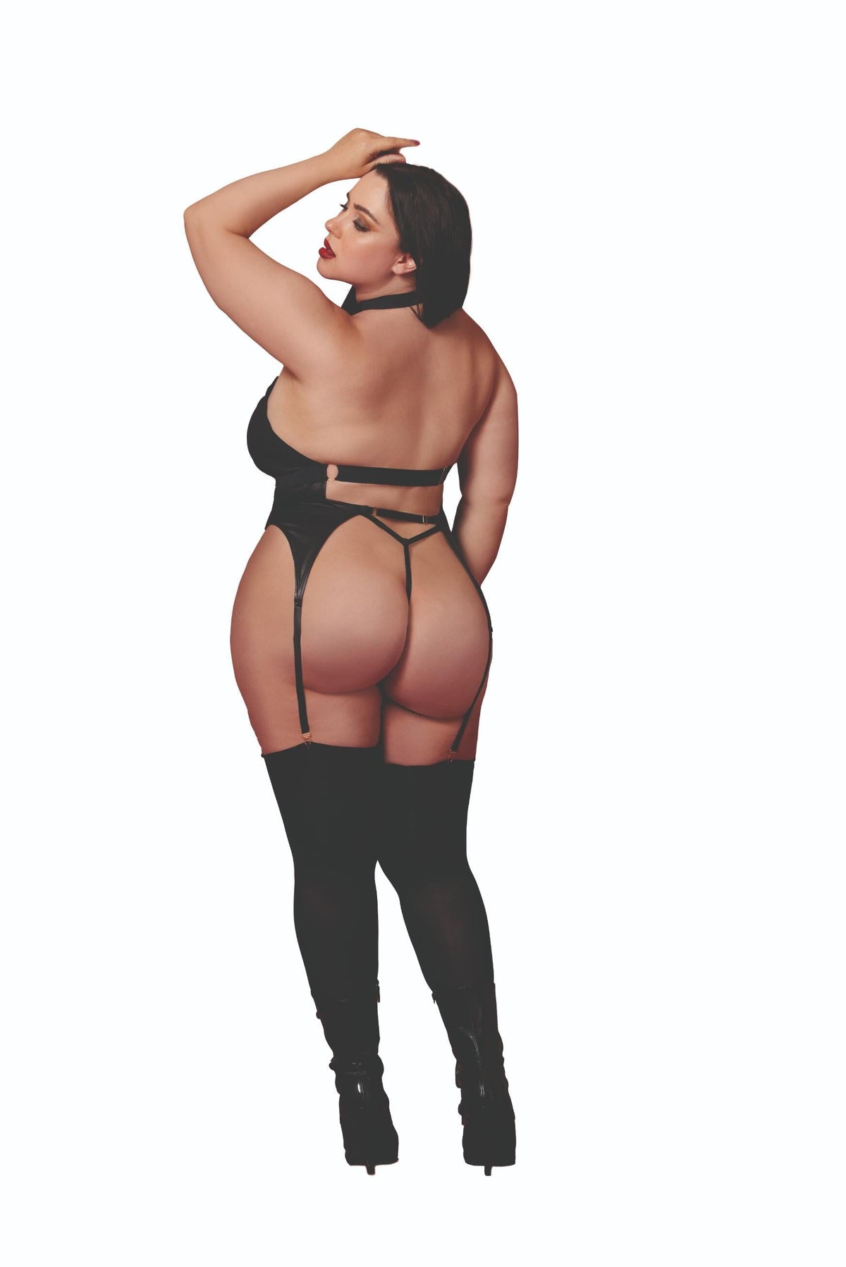 Dreamgirl Plus Black Fetish Bustier & G-String