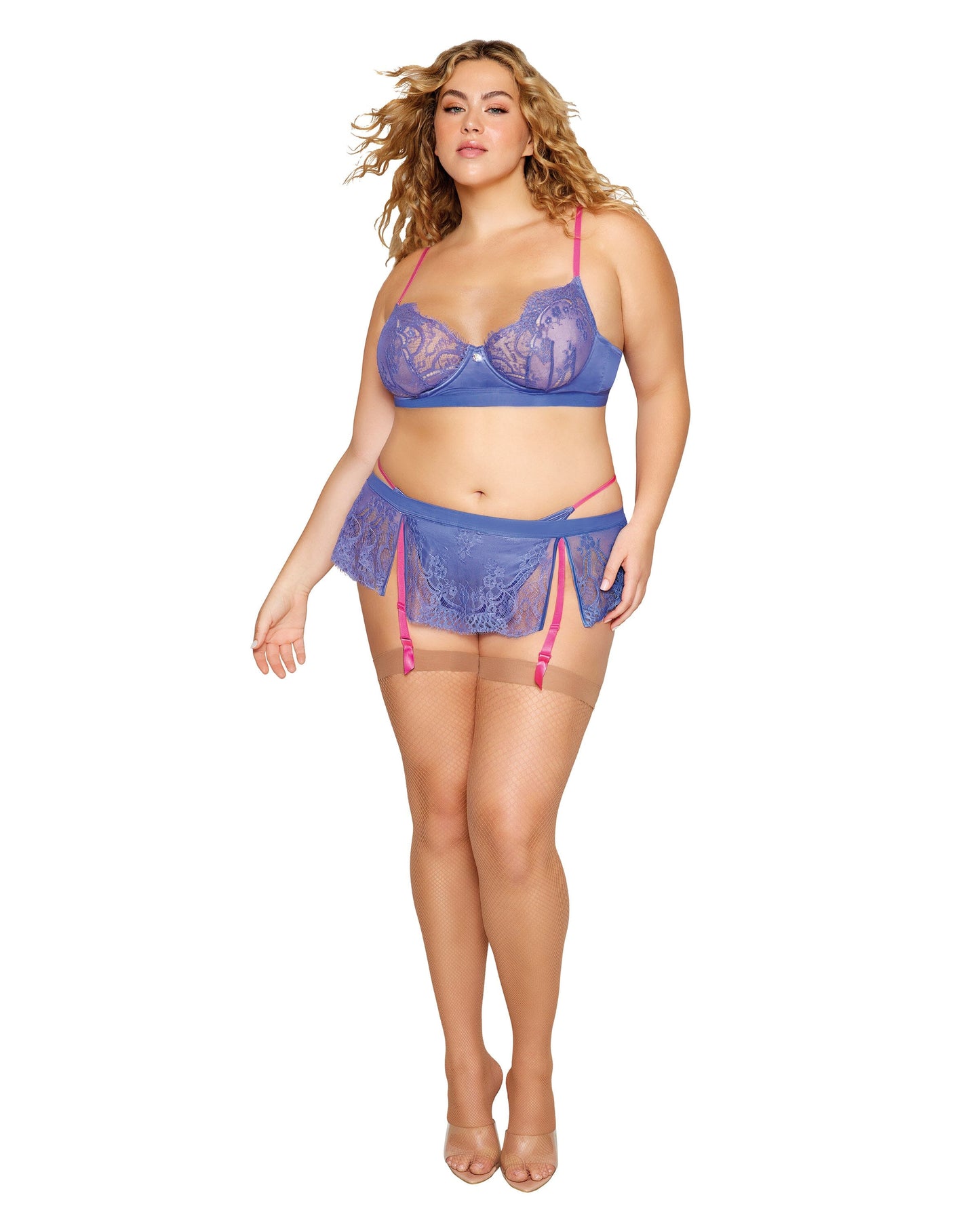 Dreamgirl Plus Bra and Garter Skirt with G-String