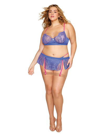 Dreamgirl Plus Bra and Garter Skirt with G-String