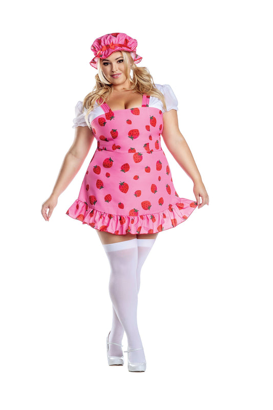 Dreamgirl Plus Size Berry Beauty Poplin Ruffled Dress with Bonnet Hat Women’s Costume – Vintage Inspired Outfit