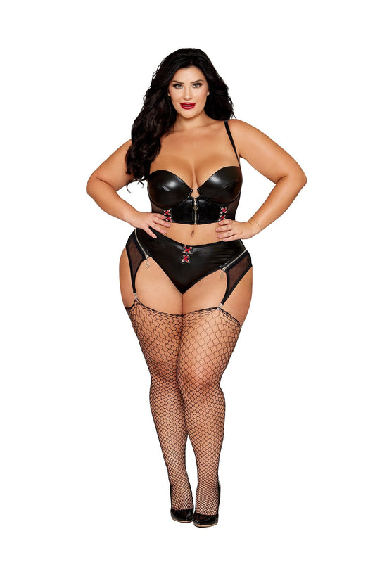 Dreamgirl Plus Size Long Line Bra & Garter