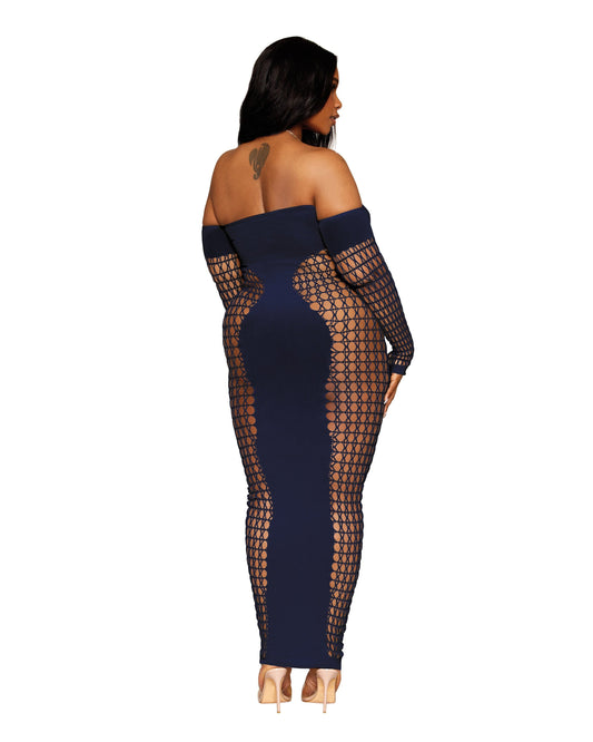 Dreamgirl Plus Size Seamless Bodystocking Gown with Removable Gold Halter Chain