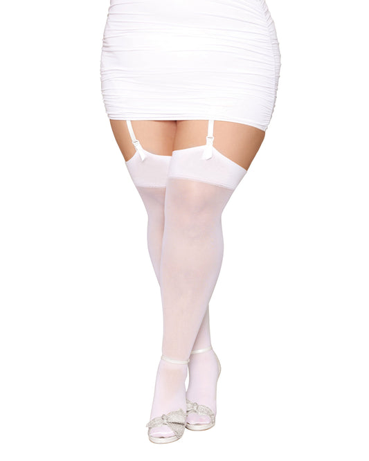 Dreamgirl Plus Size Sheer Thigh Highs with Rhinestone Seams and "Bride" Detailing