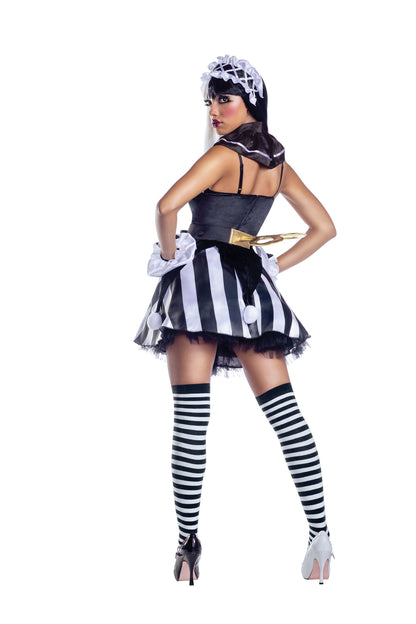 Dreamgirl Scary Doll Satin Dress with Pompom Details Halloween Costume – Creepy Doll Outfit