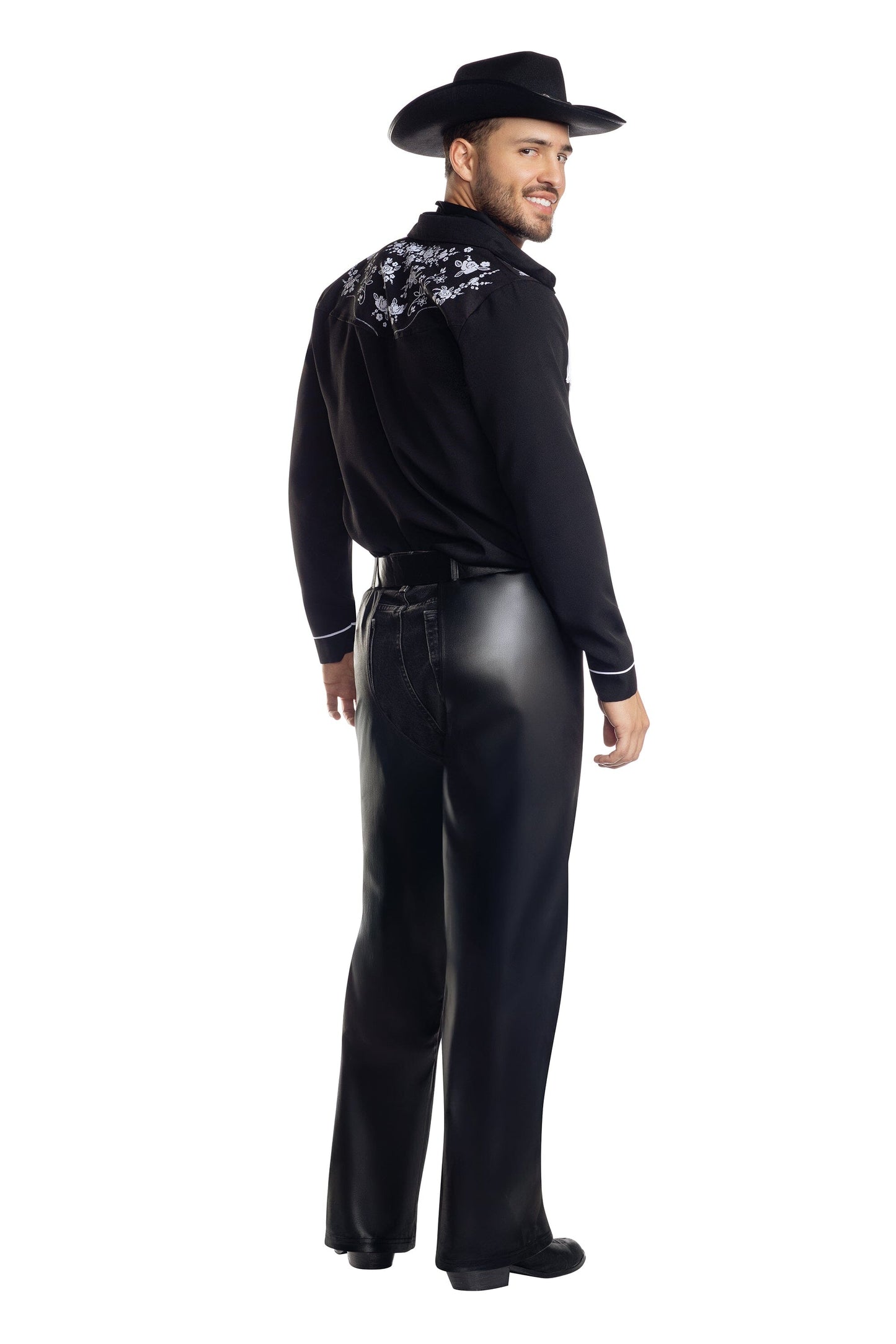 Dreamguy Cowboy Jim Fringe Shirt with Chaps & Western Style Buckle – Men’s Western Costume