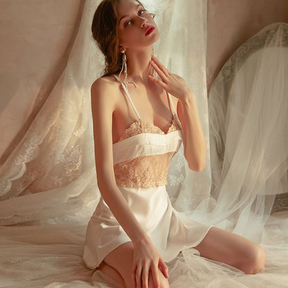 Duchess Dream 3 - Piece Lace Trim Satin Set - Unspoken Fashion