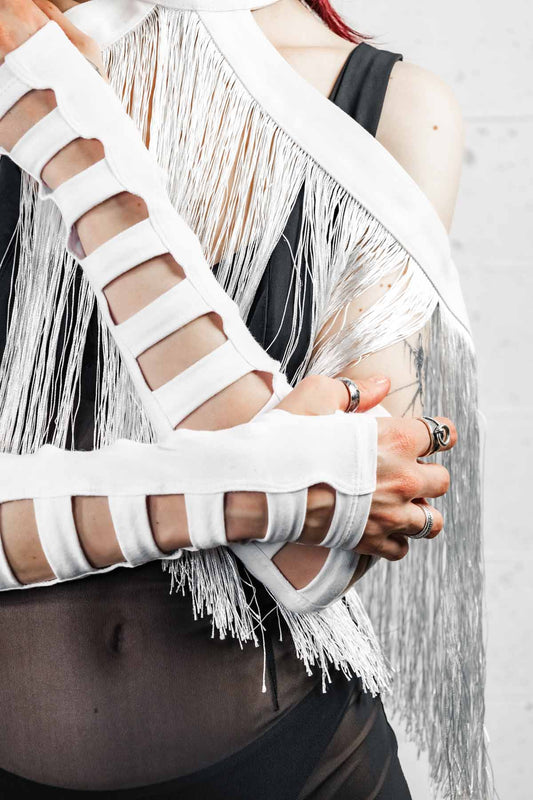 Five and Diamond Cage Arms - white cotton