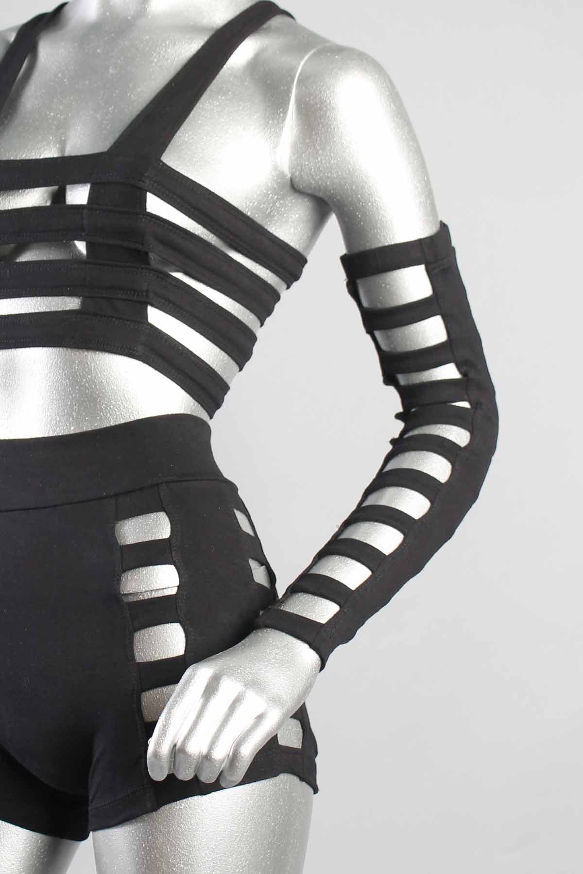 Five and Diamond Cage Arms - black cotton