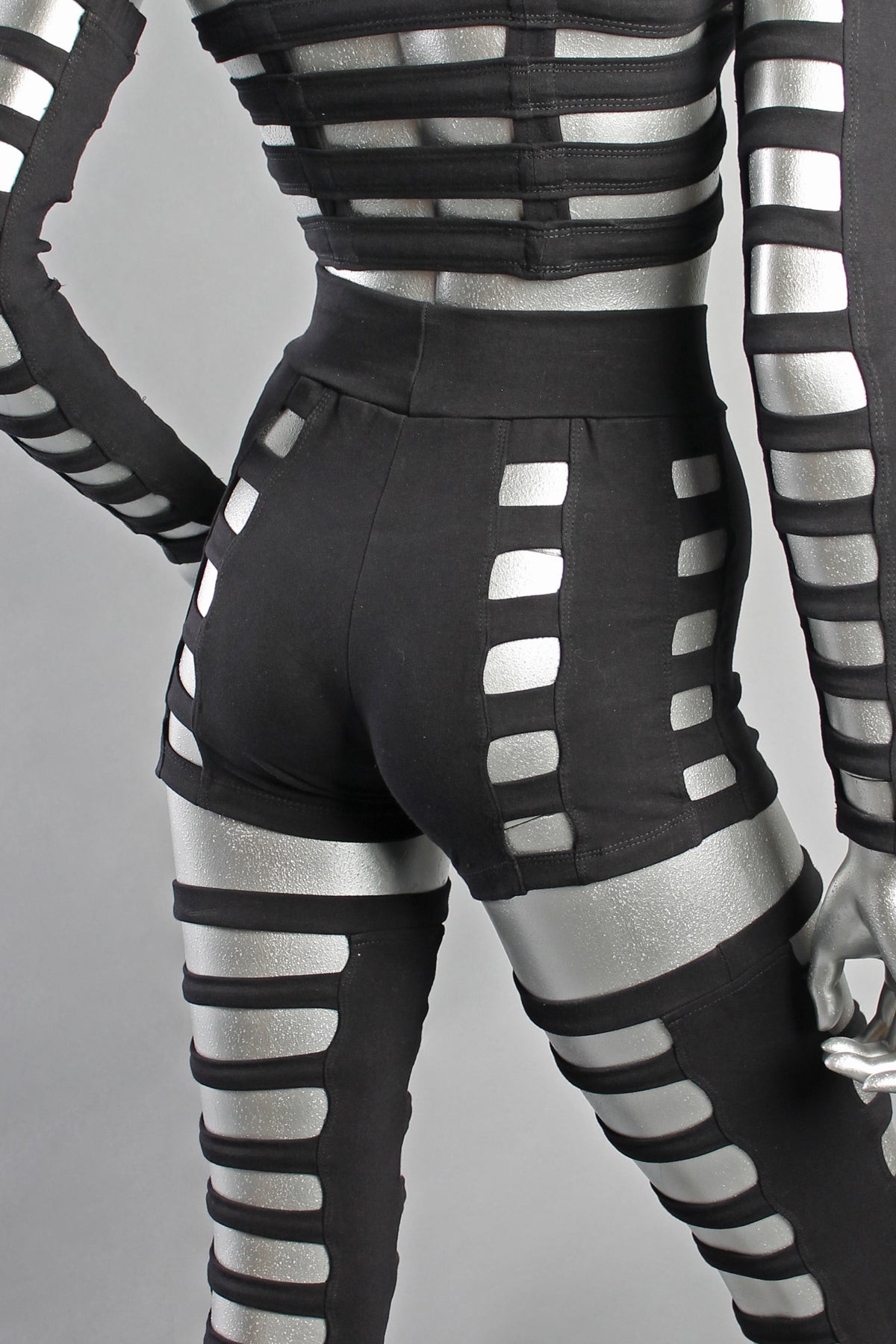 Five and Diamond Cage Shorts - black cotton