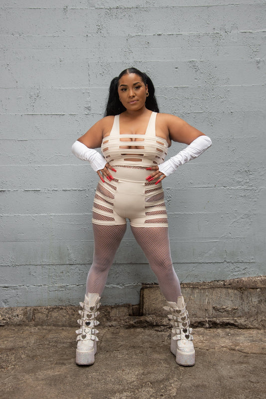 Five and Diamond Delila Curve Shorts - cream nylon