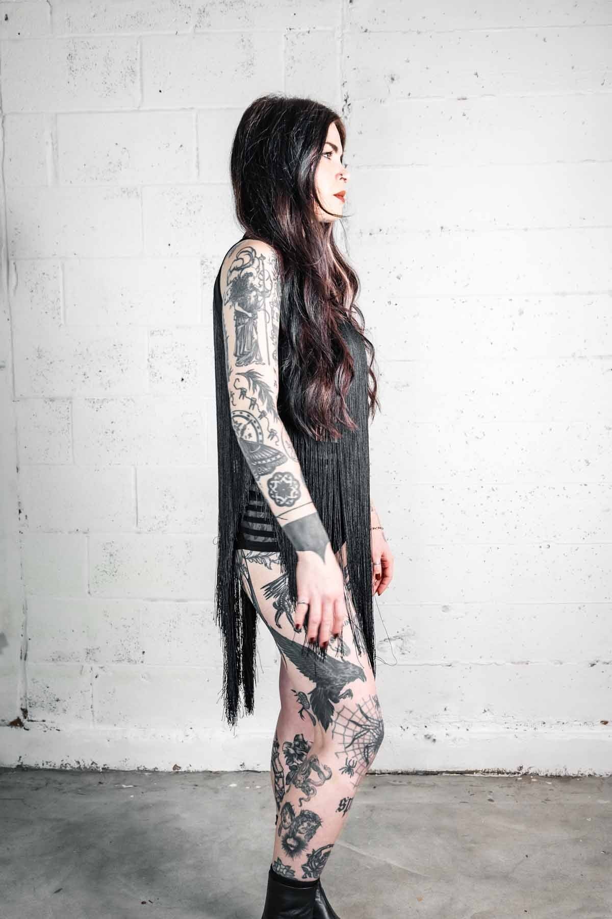 Five and Diamond Fringe Halter Top Dress - cotton