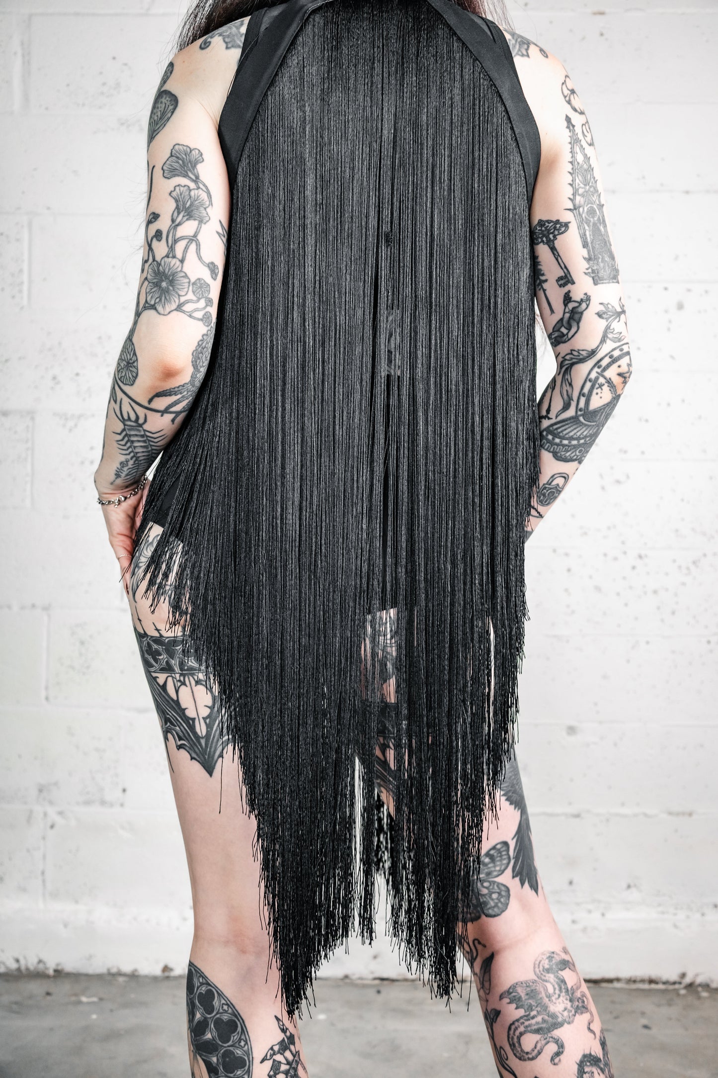 Five and Diamond Fringe Halter Top Dress - cotton