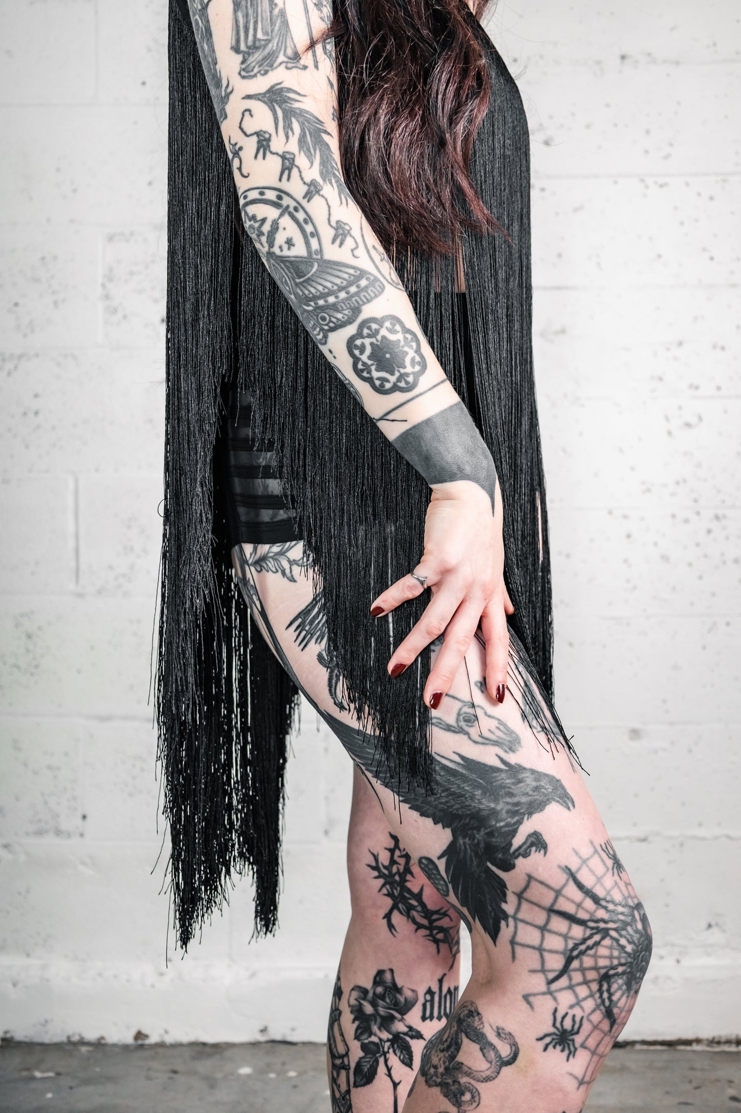 Five and Diamond Fringe Halter Top Dress - cotton