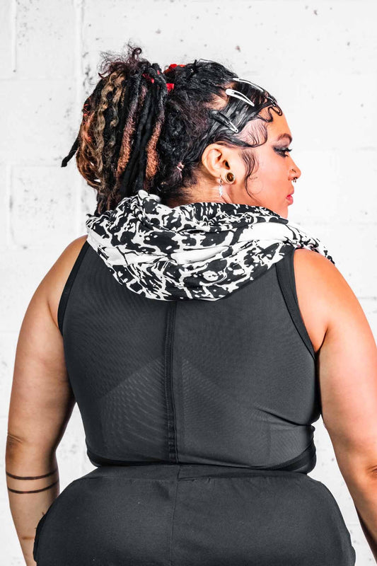 Five and Diamond Oversize Playa Scarf - white/black rayon