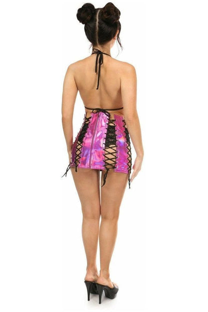 Fuchsia Holo Lace-Up Skirt