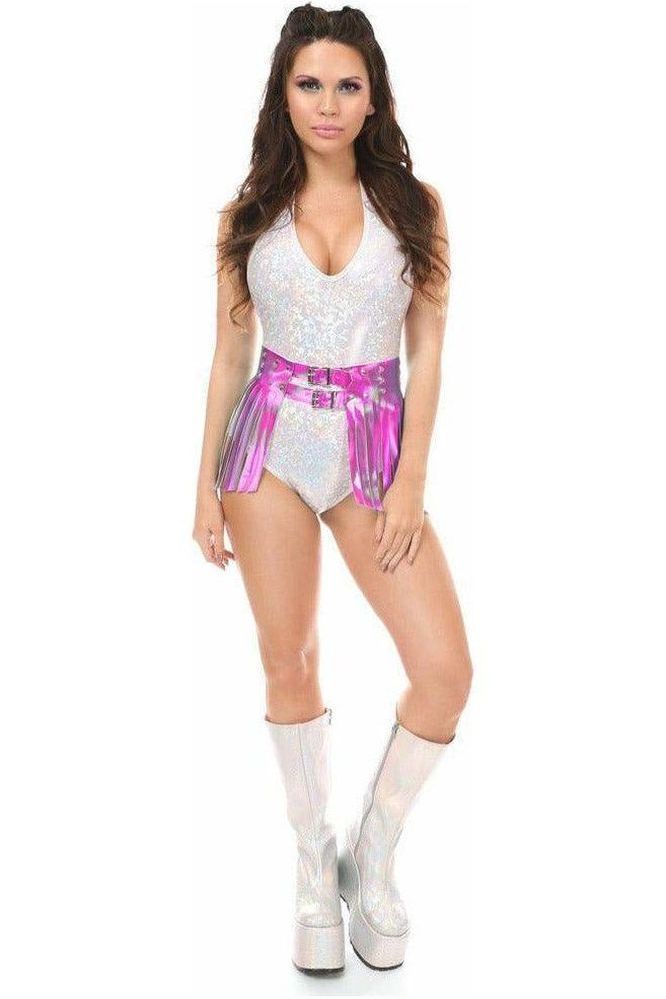 Fuchsia Hologram Fringe Mini Skirt