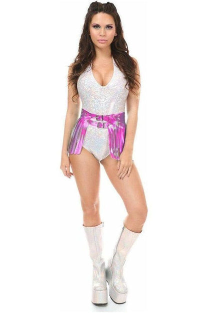 Fuchsia Hologram Fringe Mini Skirt