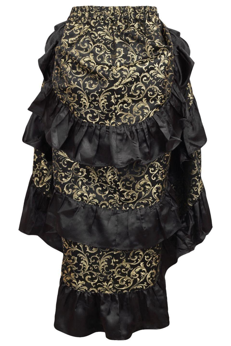 Gold/Black Brocade Adjustable High Low Bustle Skirt.