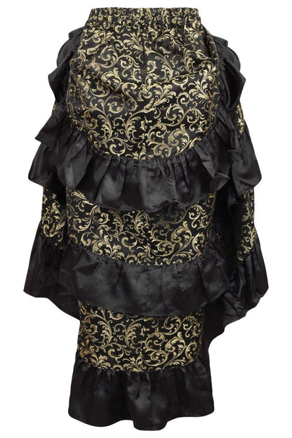 Gold/Black Brocade Adjustable High Low Bustle Skirt.