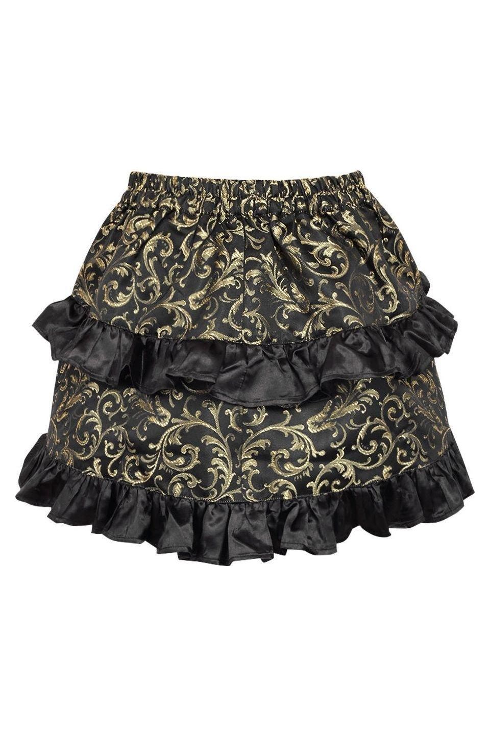 Gold/Black Brocade Ruched Bustle Skirt.
