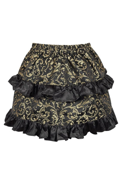 Gold/Black Brocade Ruched Bustle Skirt.