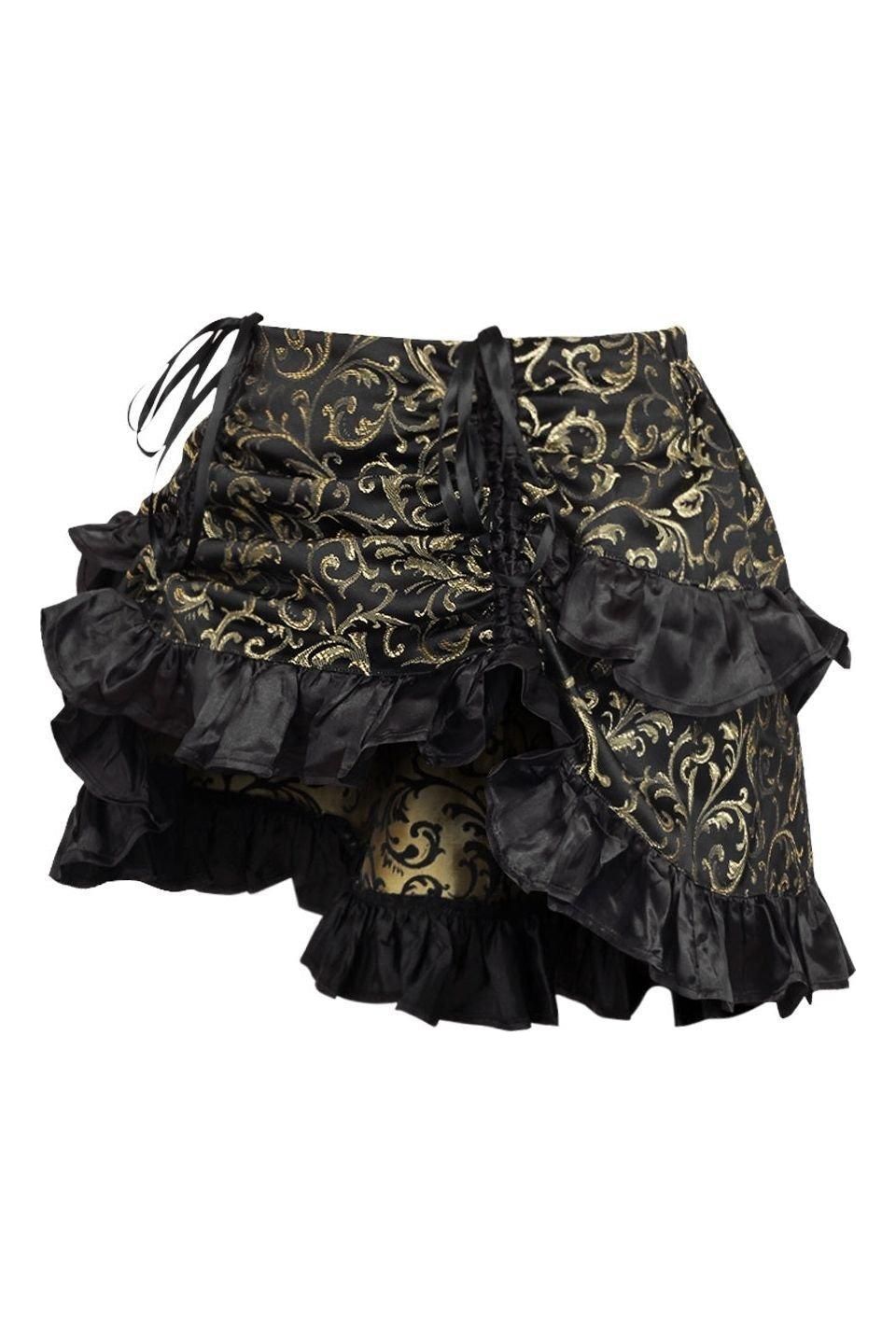 Gold/Black Brocade Ruched Bustle Skirt.