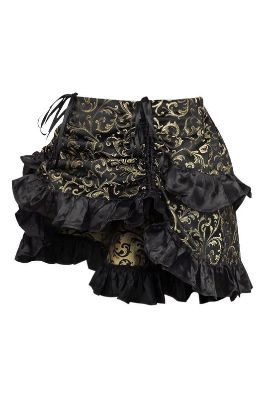 Gold/Black Brocade Ruched Bustle Skirt.