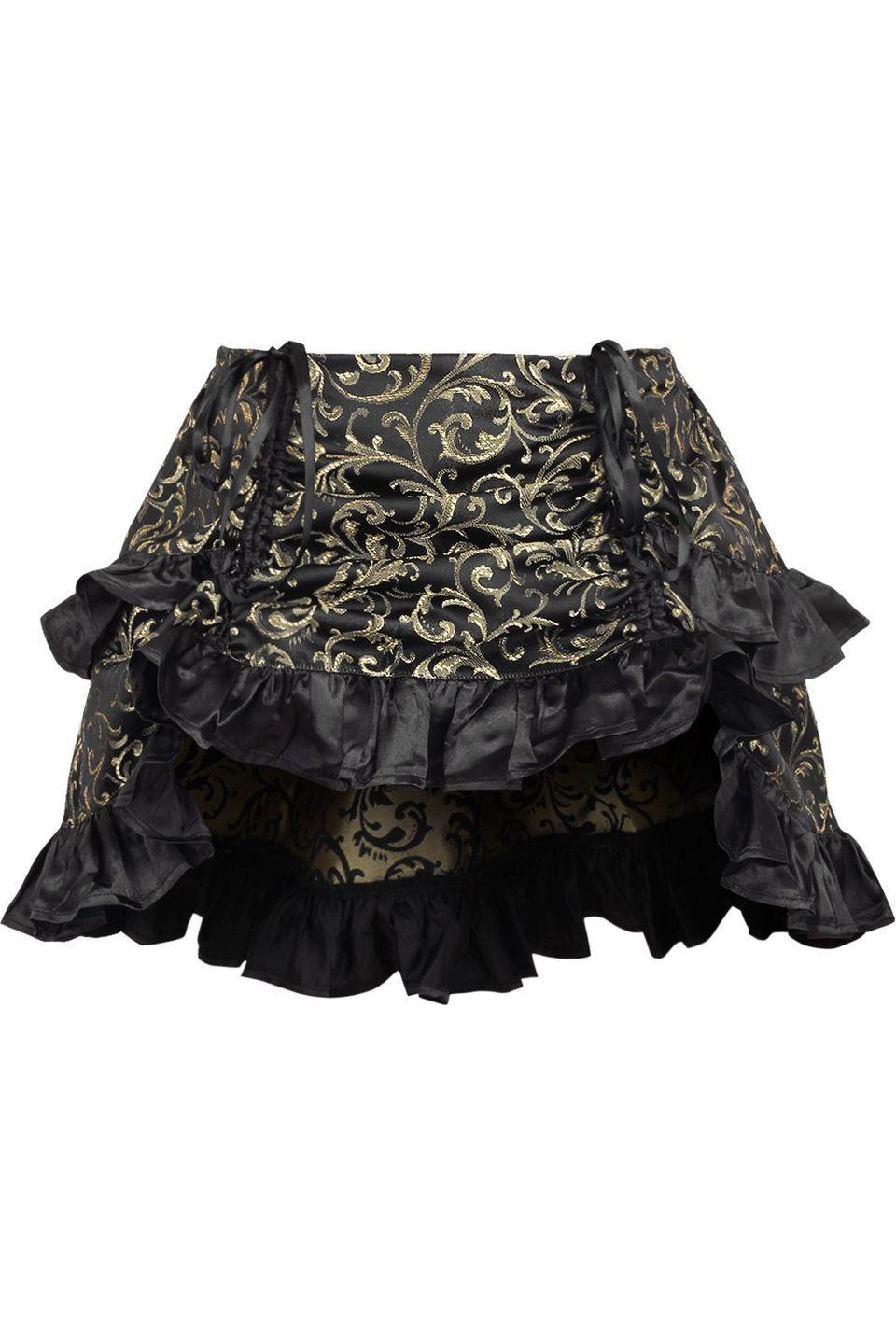Gold/Black Brocade Ruched Bustle Skirt.