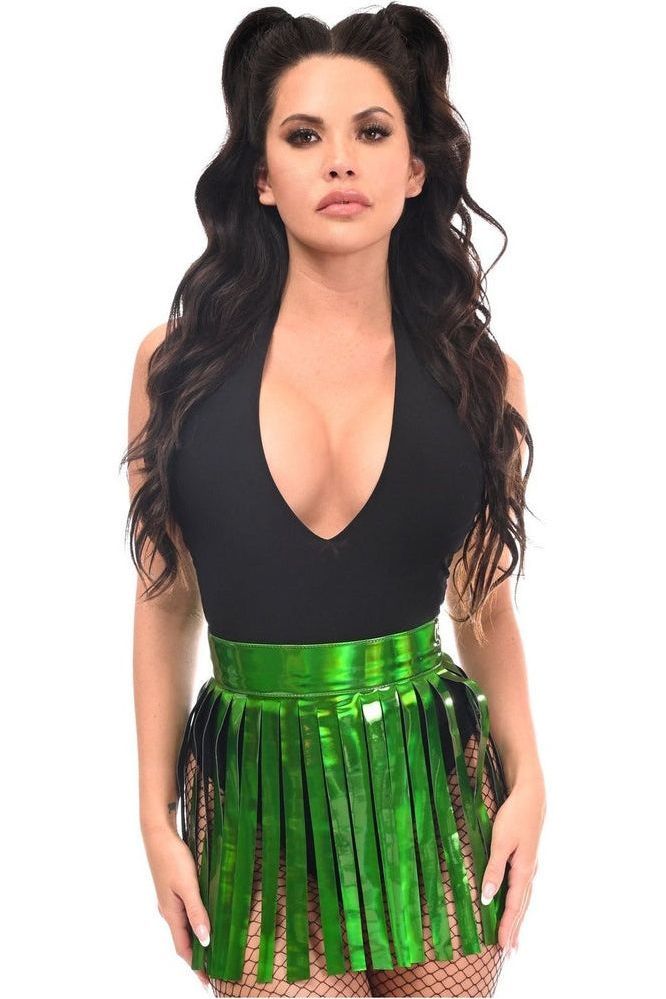 Green Holo Fringe Skirt