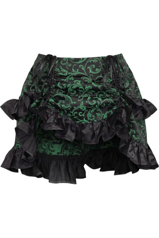 Green/Black Brocade Ruched Bustle Skirt.