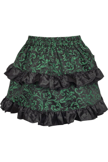Green/Black Brocade Ruched Bustle Skirt.