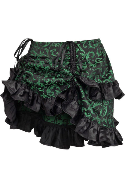 Green/Black Brocade Ruched Bustle Skirt.