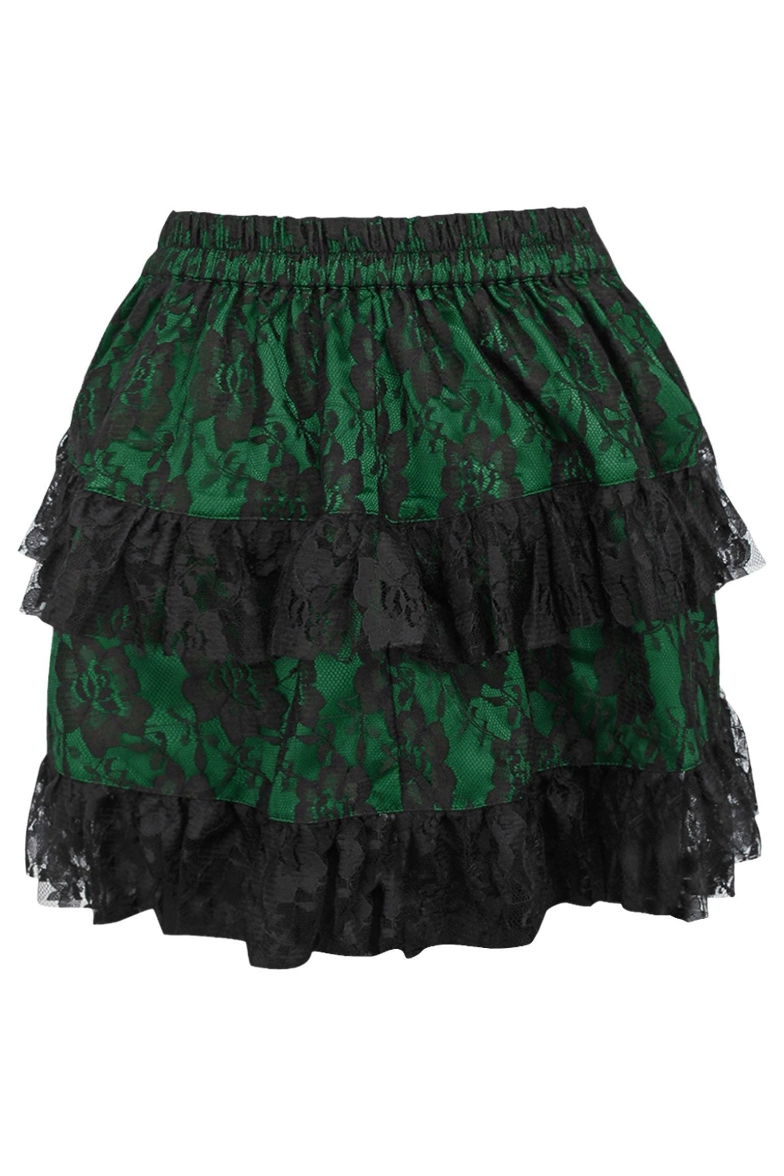 Green/Black Lace Ruched Bustle Skirt.