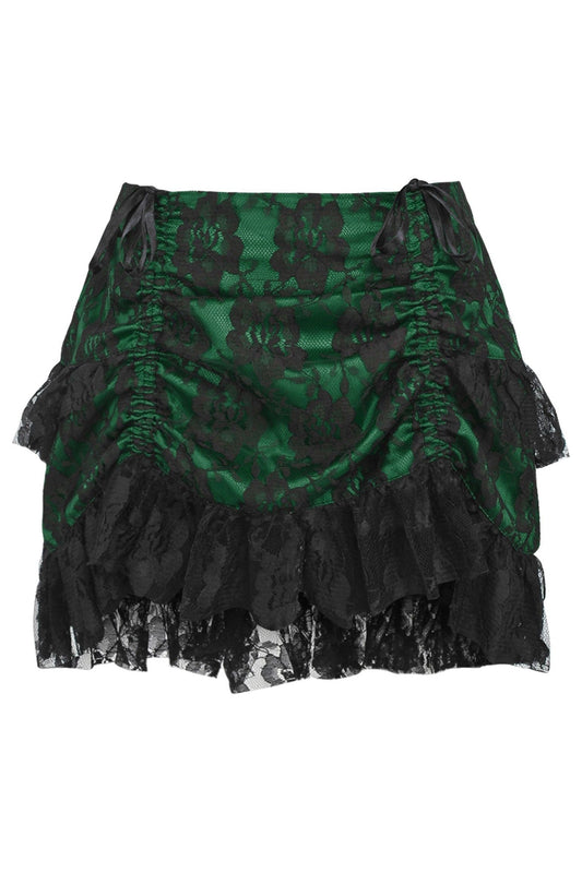 Green/Black Lace Ruched Bustle Skirt.
