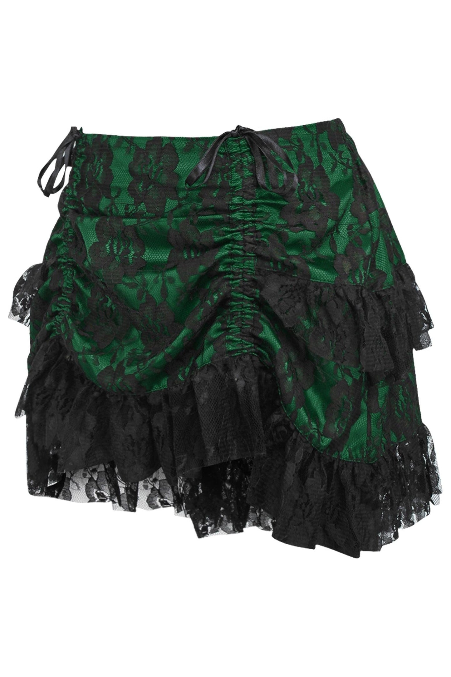 Green/Black Lace Ruched Bustle Skirt.