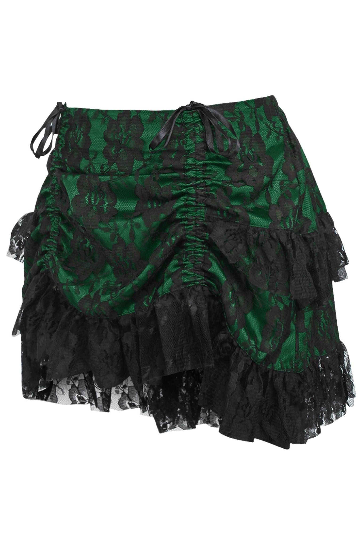 Green/Black Lace Ruched Bustle Skirt.