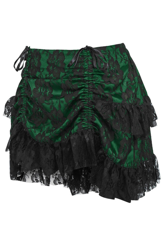 Green/Black Lace Ruched Bustle Skirt.