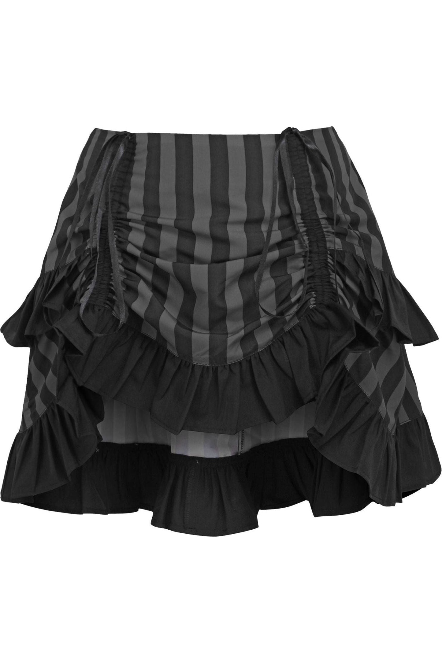 Grey/Black Striped Ruched Bustle Skirt.