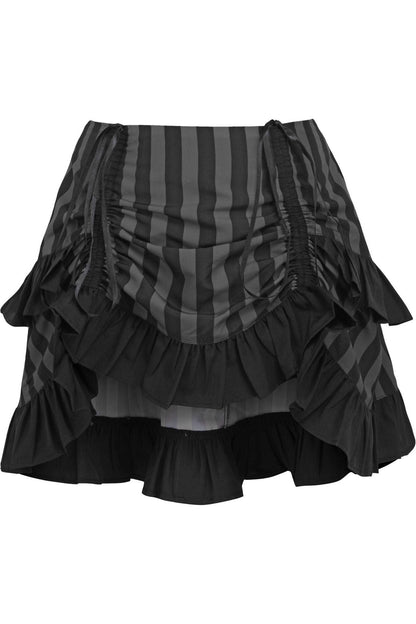 Grey/Black Striped Ruched Bustle Skirt.