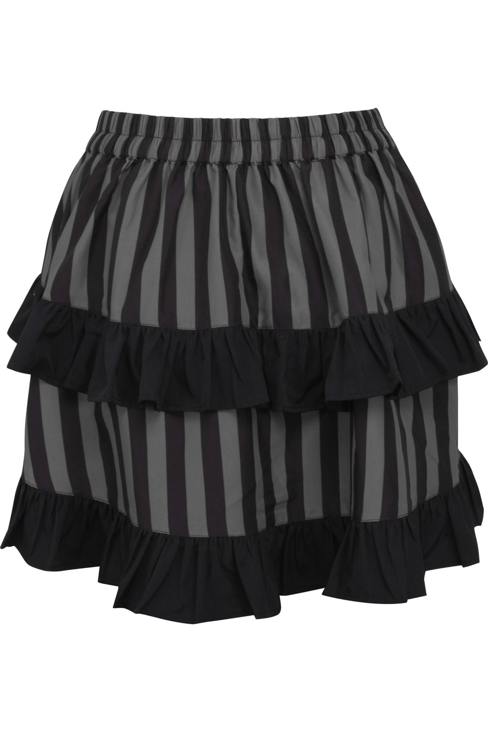 Grey/Black Striped Ruched Bustle Skirt.
