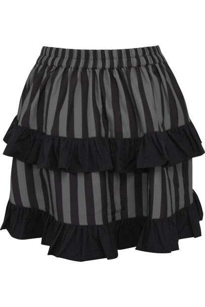 Grey/Black Striped Ruched Bustle Skirt.