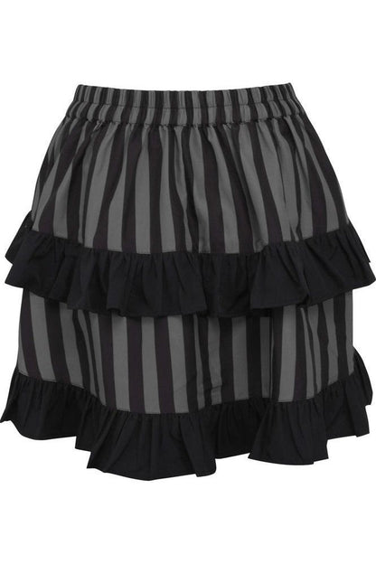 Grey/Black Striped Ruched Bustle Skirt
