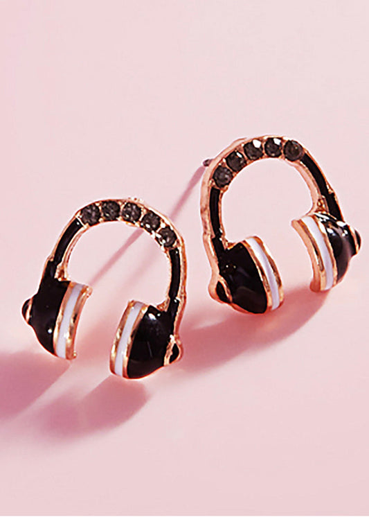 Black Music Headphone DJ Earrings