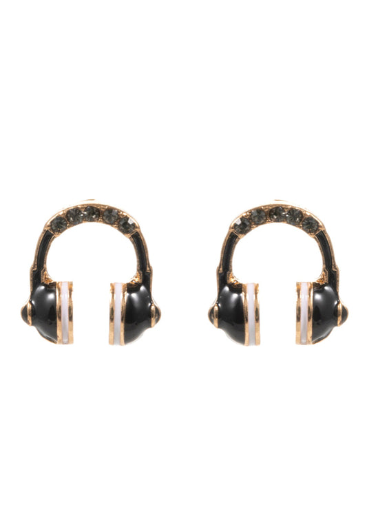 Black Music Headphone DJ Earrings