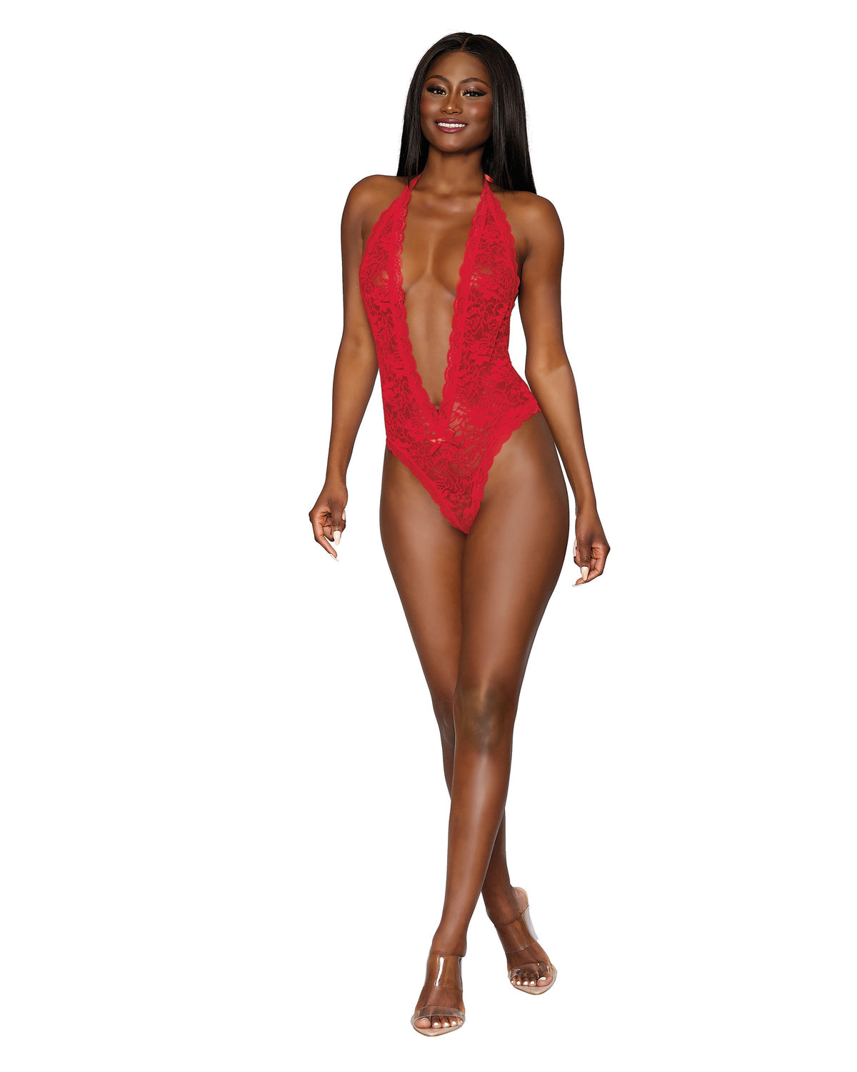 Dreamgirl Heart Back Deep V-Neck Teddy