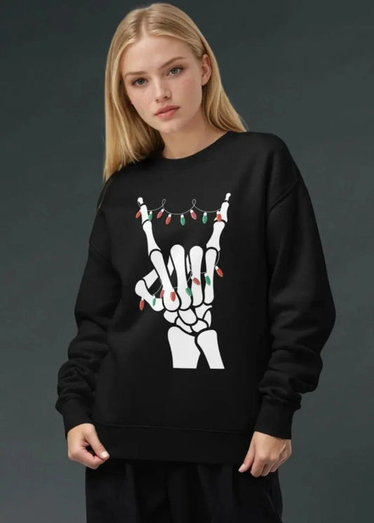 Metal Horns Skeleton Christmas Sweater
