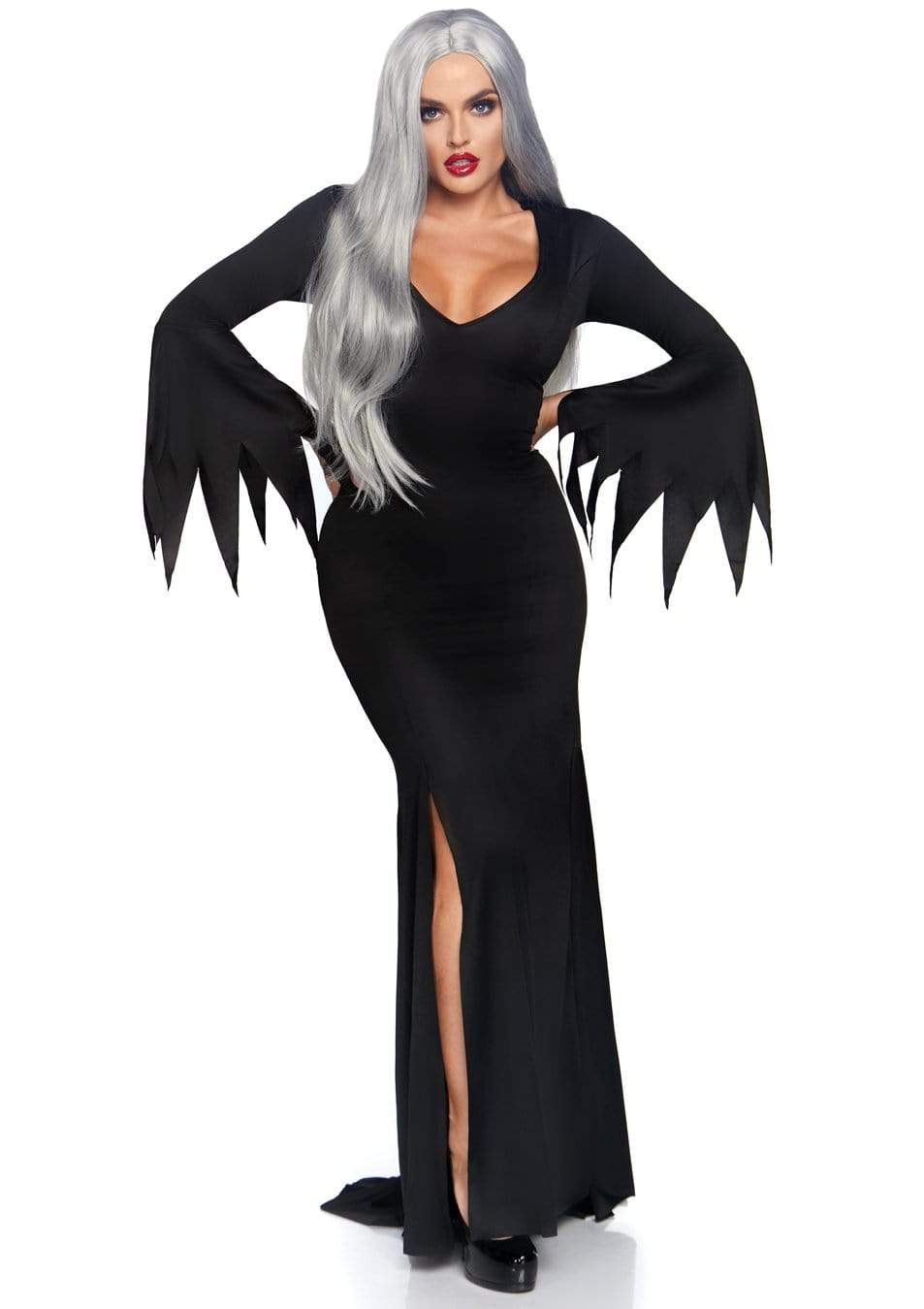 High Slit Floor Length Bodycon Gothic Dress - Unspoken Fashion